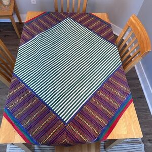 Potterybarn Striped Multicolor Tablecloth & Napkin Set - Vintage 90’s